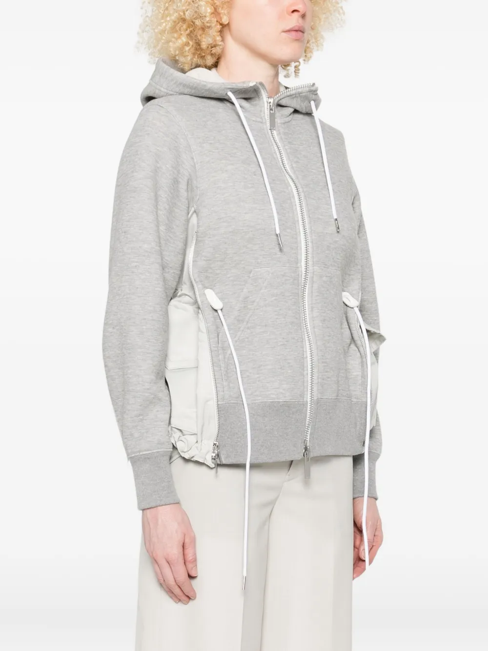 sacai Sponge Sweat hoodie met vlakken en rits Grijs