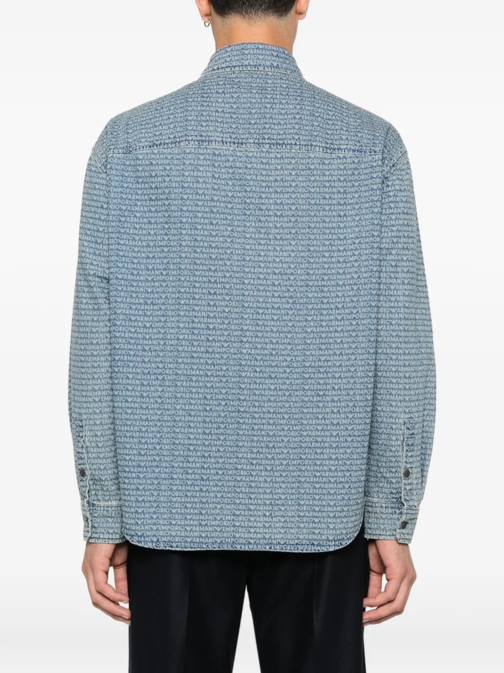 Emporio Armani Denim overhemd met logoprint Blauw