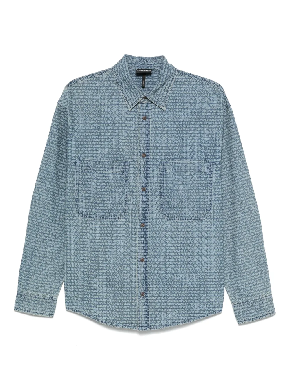 Emporio Armani Denim overhemd met logoprint Blauw