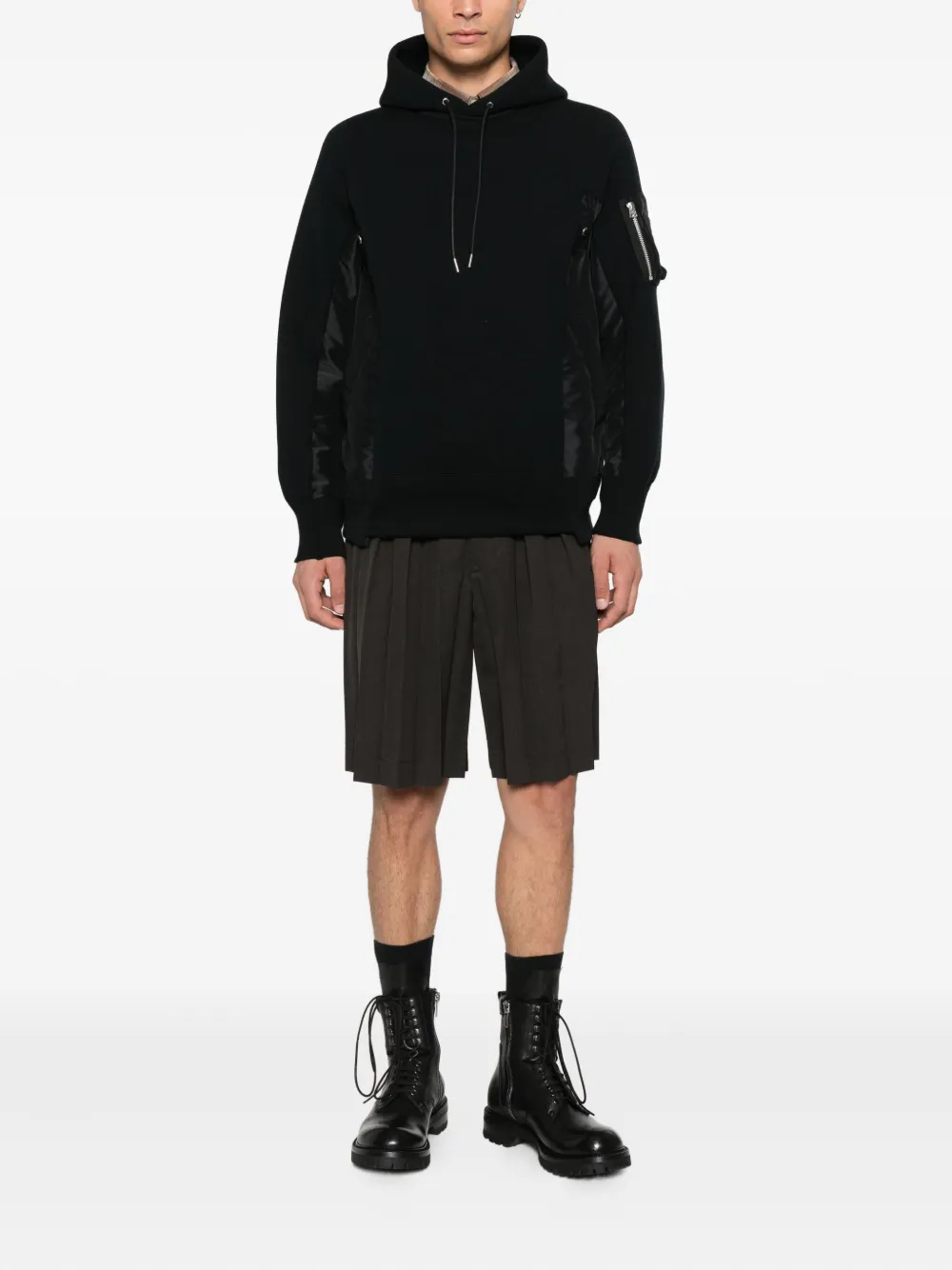 sacai panelled zip-detail hoodie | Hoodies | Image 2