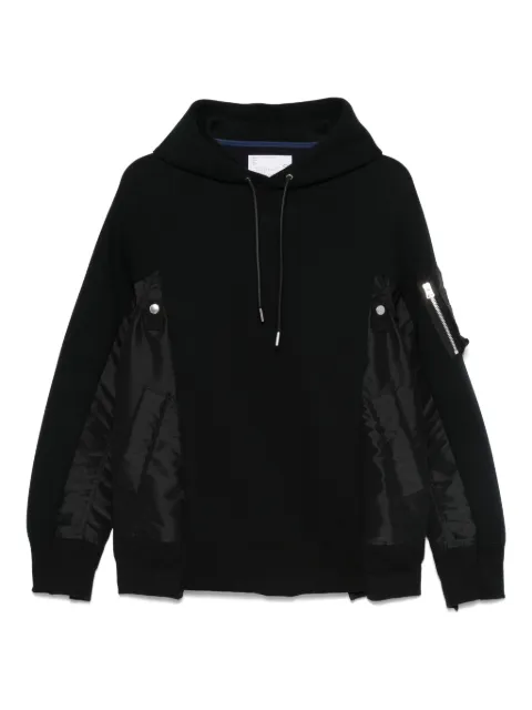 sacai panelled zip-detail hoodie