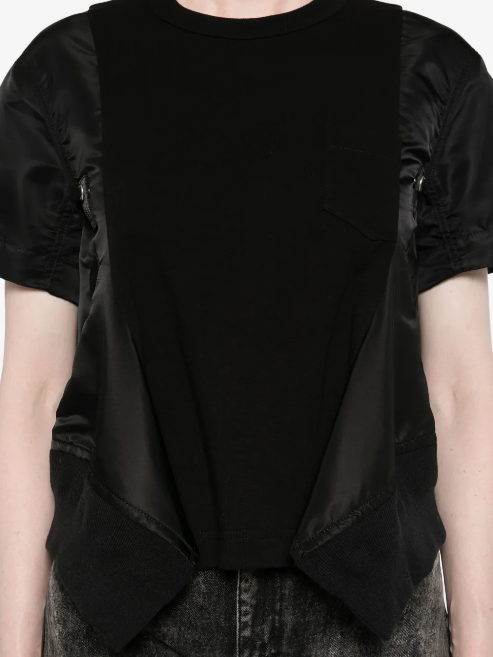 sacai Katoenen T-shirt met bomberdetail Zwart