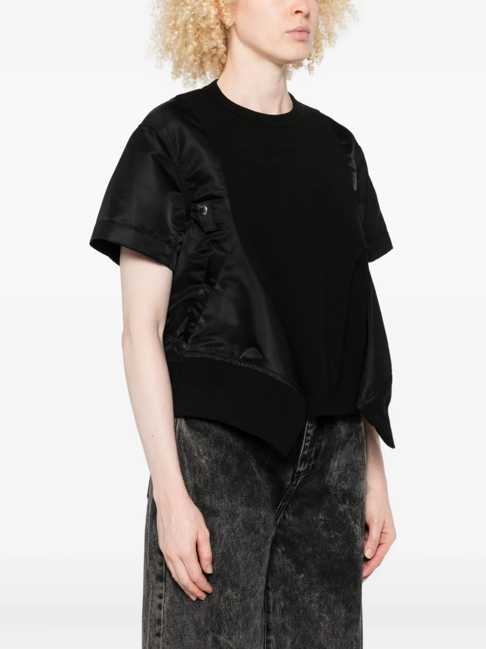 sacai Katoenen T-shirt met bomberdetail Zwart