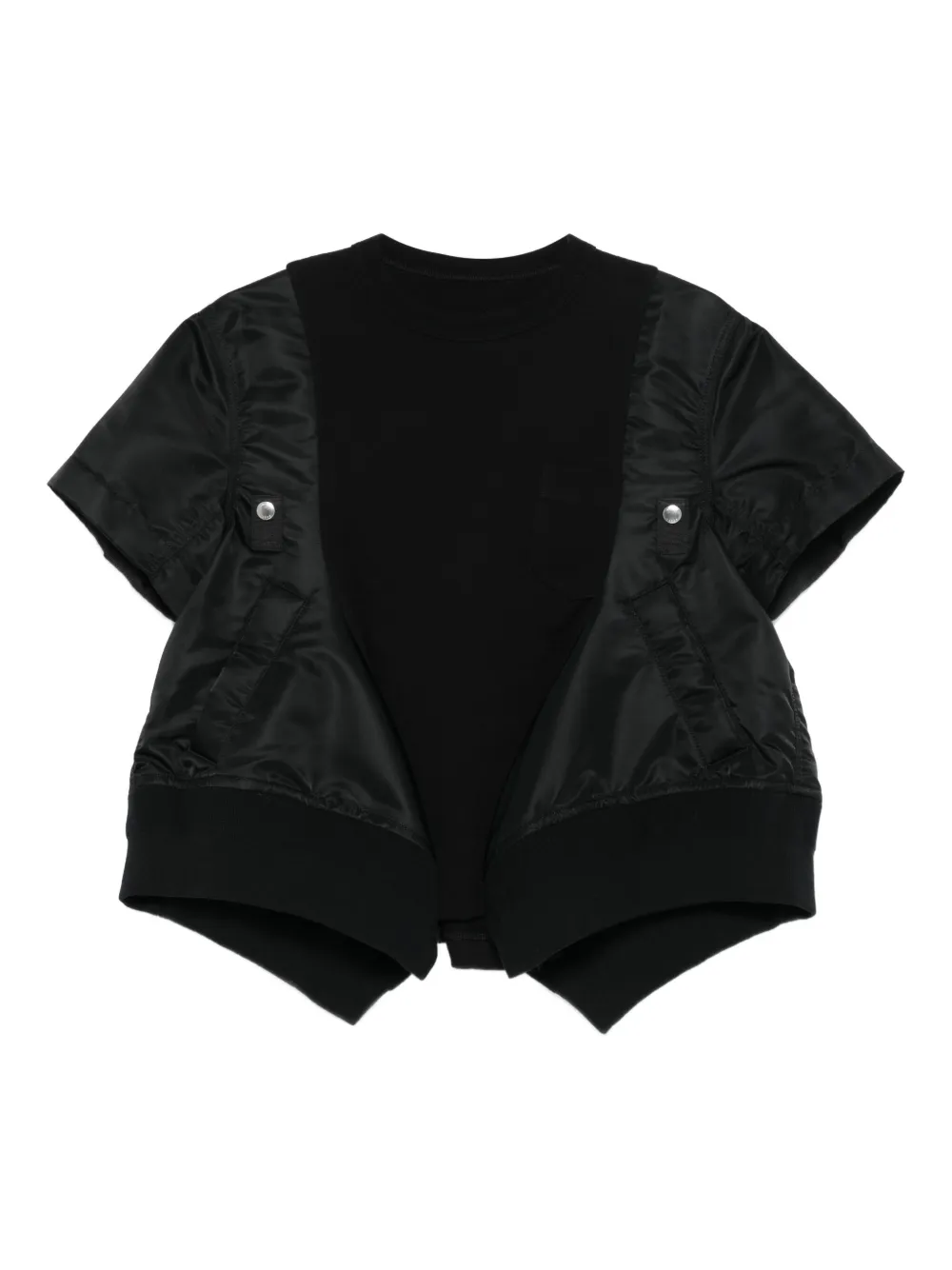 sacai bomber-detail cotton T-shirt | Black | Image 1