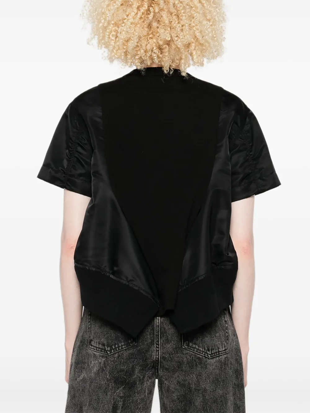 sacai Katoenen T-shirt met bomberdetail Zwart