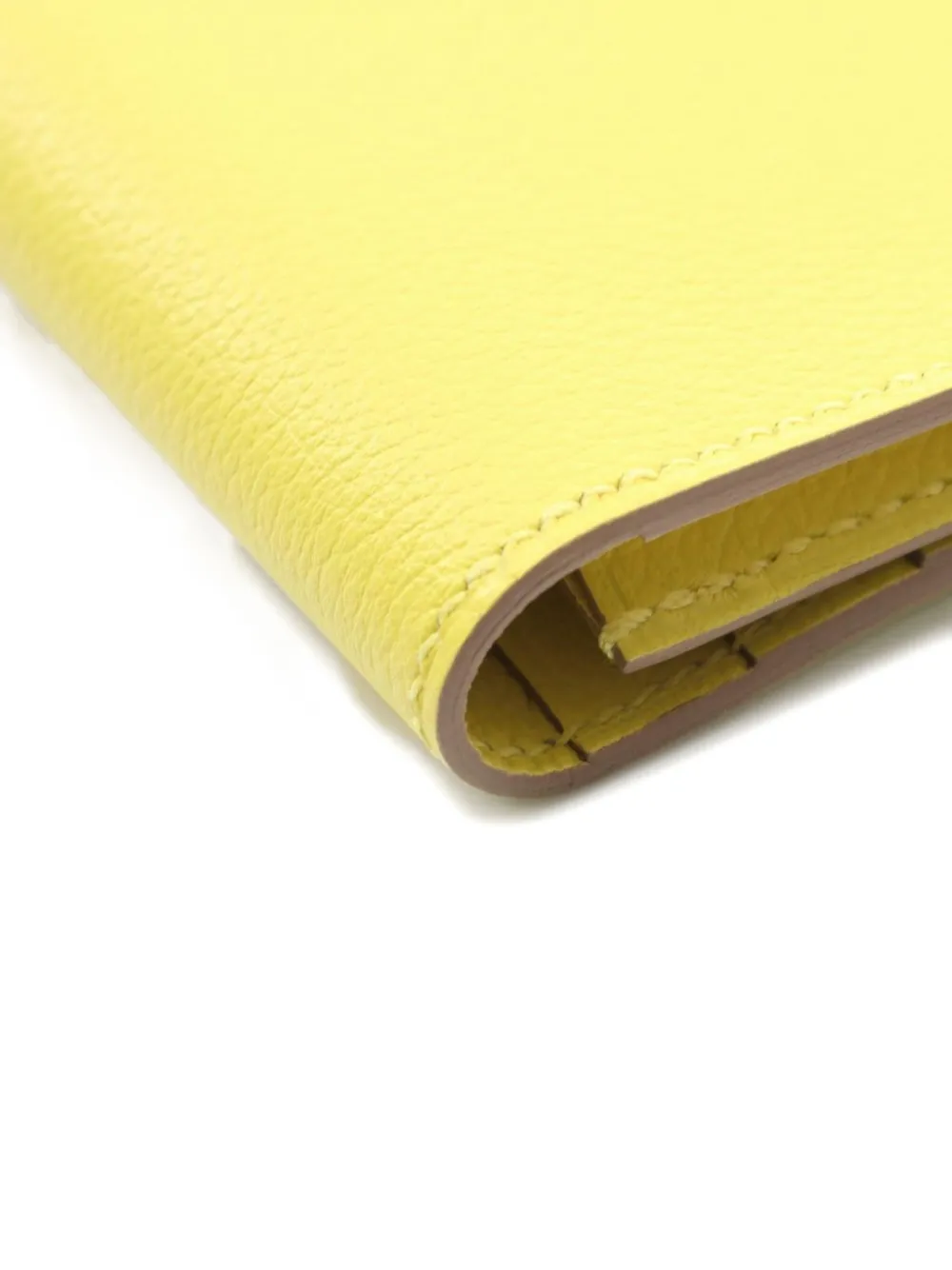 Pre-owned Hermes 2023 Fleming Soufflé Wallet In Yellow