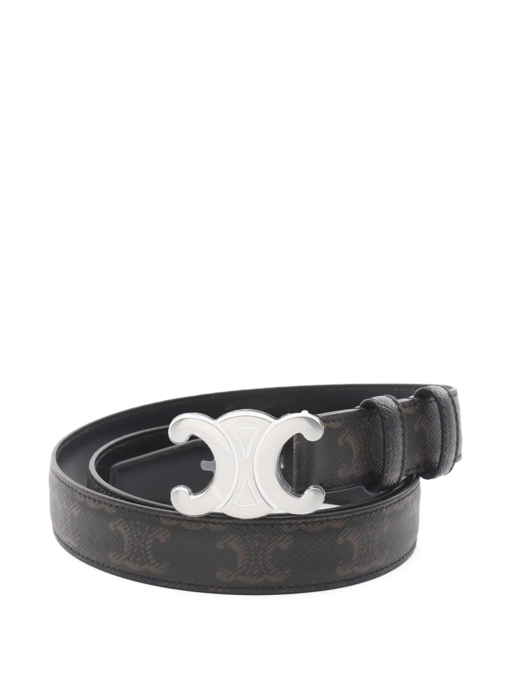 Pre-owned Celine 2020s Triomphe Leather Belt In Black