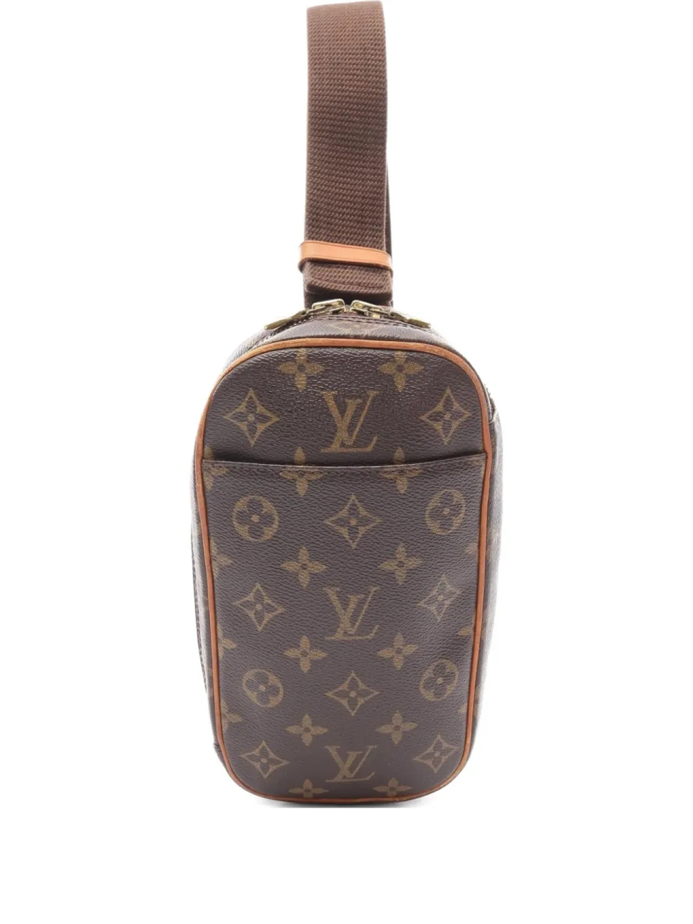 Pre-owned Louis Vuitton 2003 Ganju Monogram Pochette Body Bag In Brown