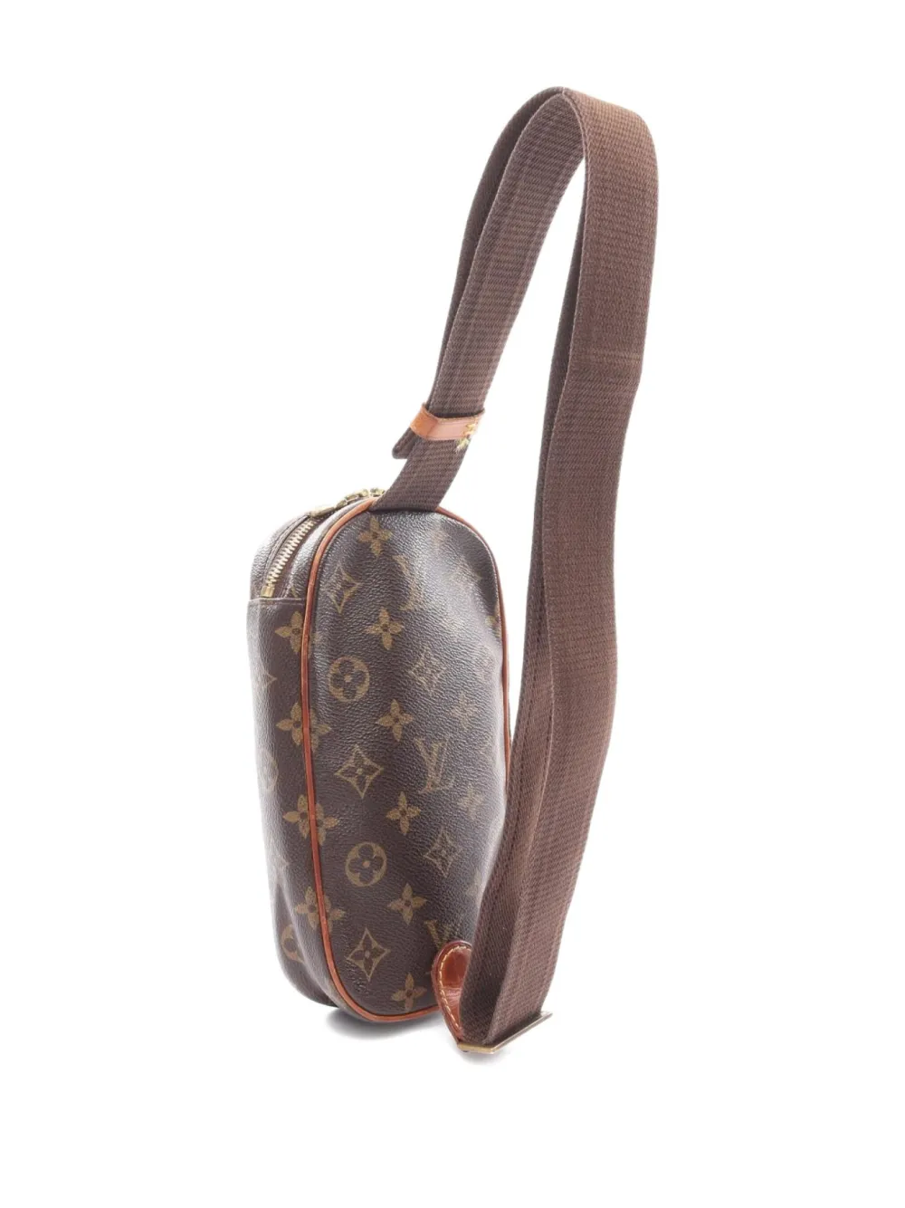 Pre-owned Louis Vuitton 2003 Ganju Monogram Pochette Body Bag In Brown