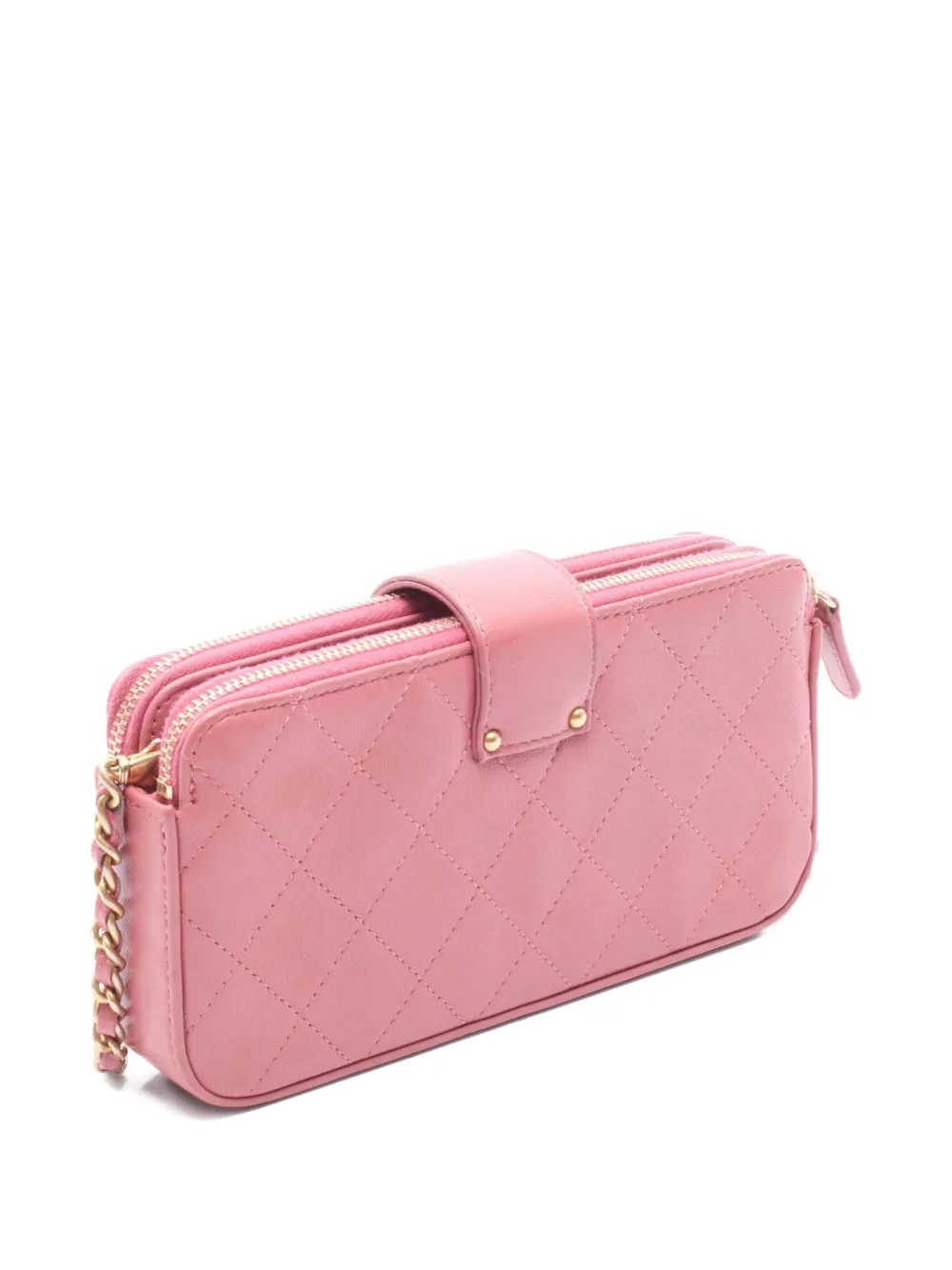 Pre-owned Chanel 2018-2019 Matelasse Chain Wallet In Pink