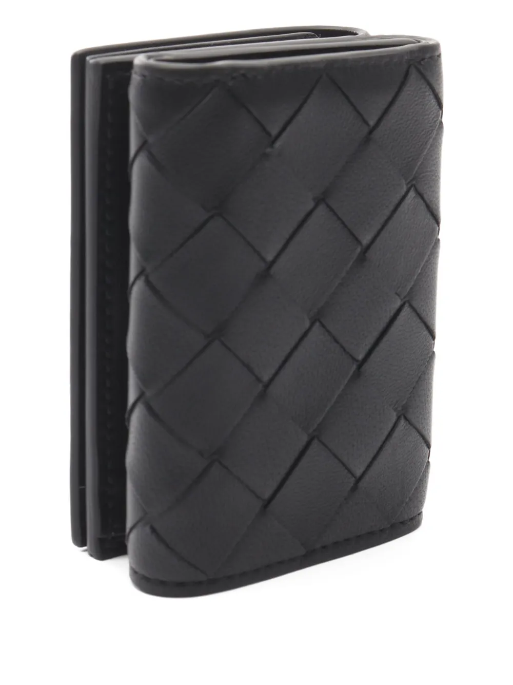 Pre-owned Bottega Veneta 2020 Intrecciato Tiny Wallet In Black