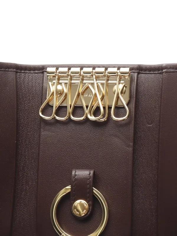 Miu Miu Pre-Owned 2020 Matelassé Leather Key Case | Brown