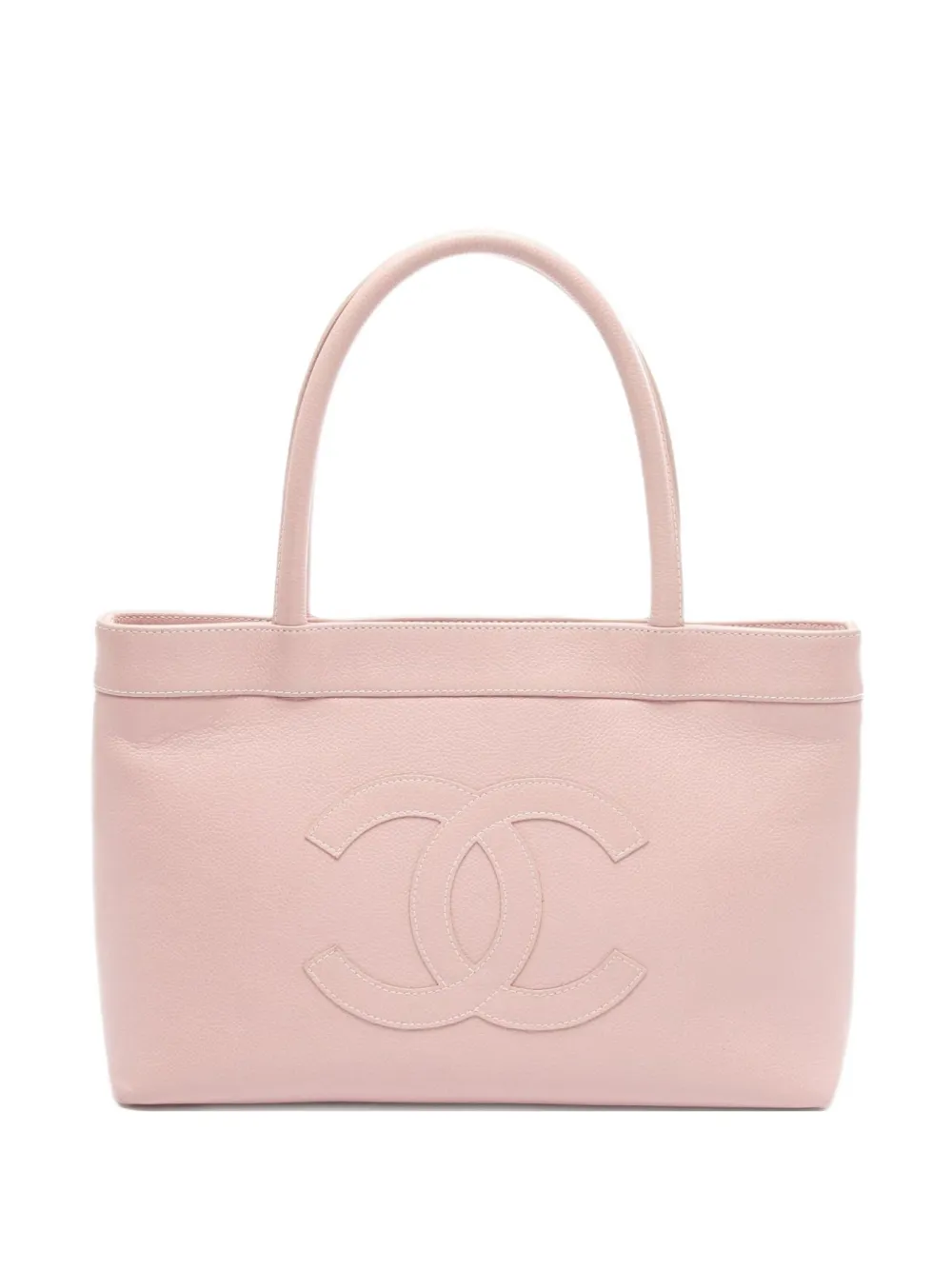 Pre-owned Chanel 2004-2005 Coco-mark Caviar-leather Tote Bag In Pink