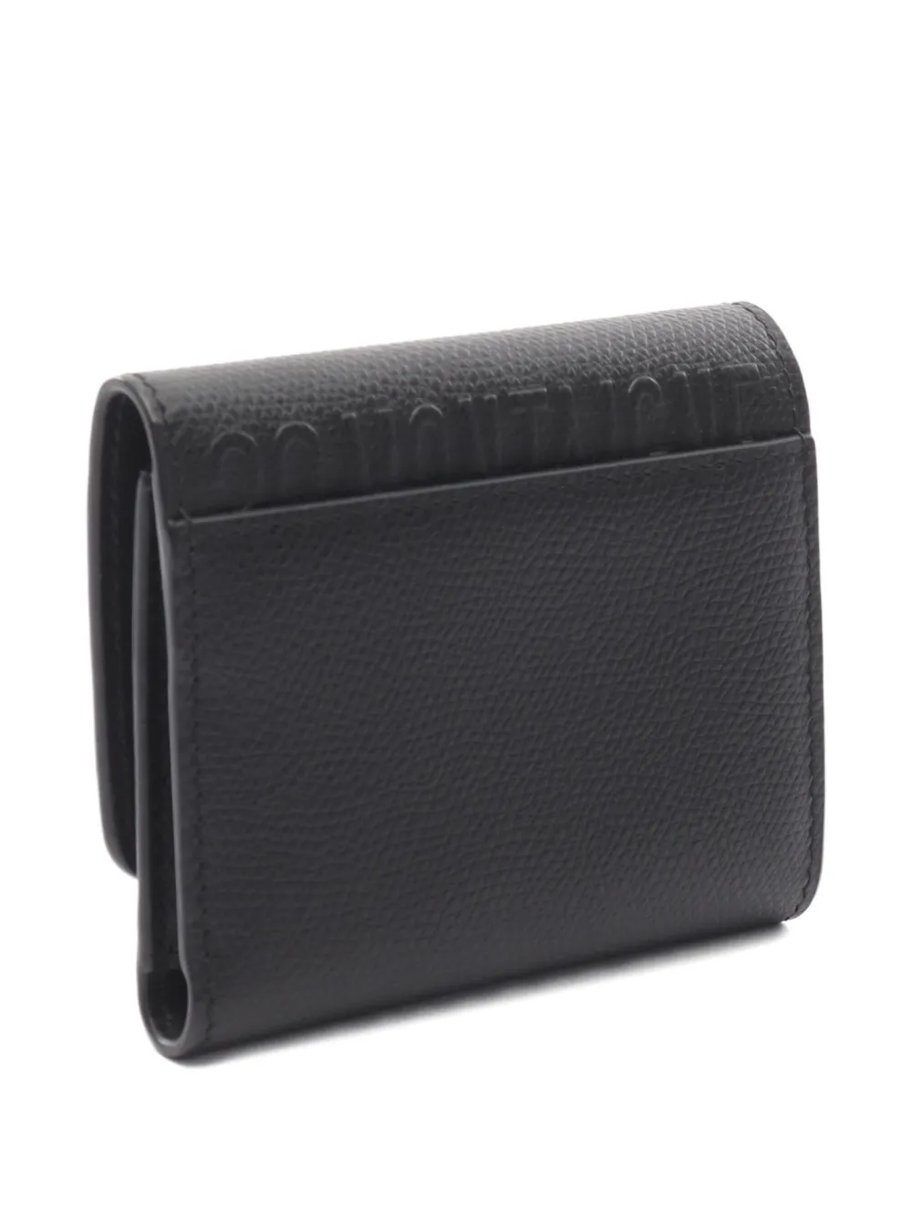 Pre-owned Dior 2000s Mintaigne Lotus Tri-fold Wallet In Black