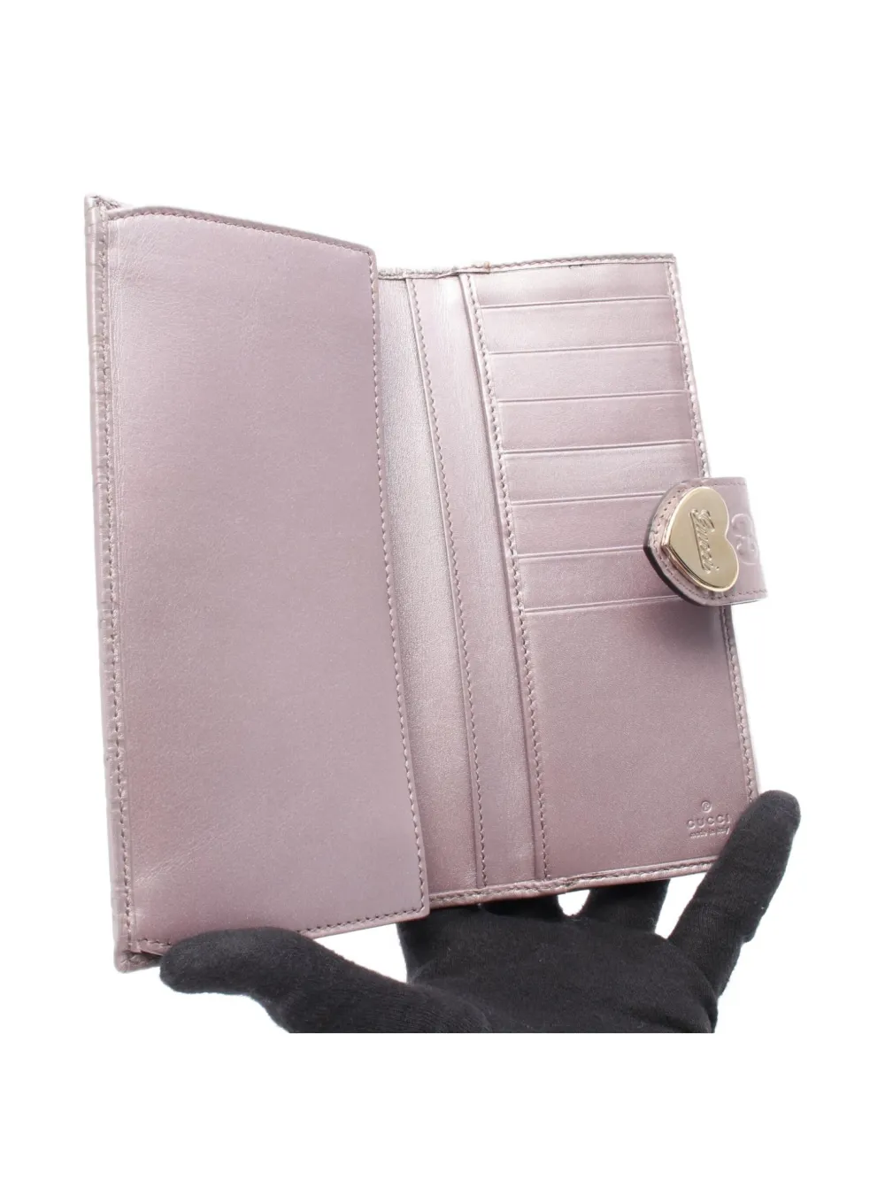 Pre-owned Gucci 2010 Ssima Heart Wallet In Purple