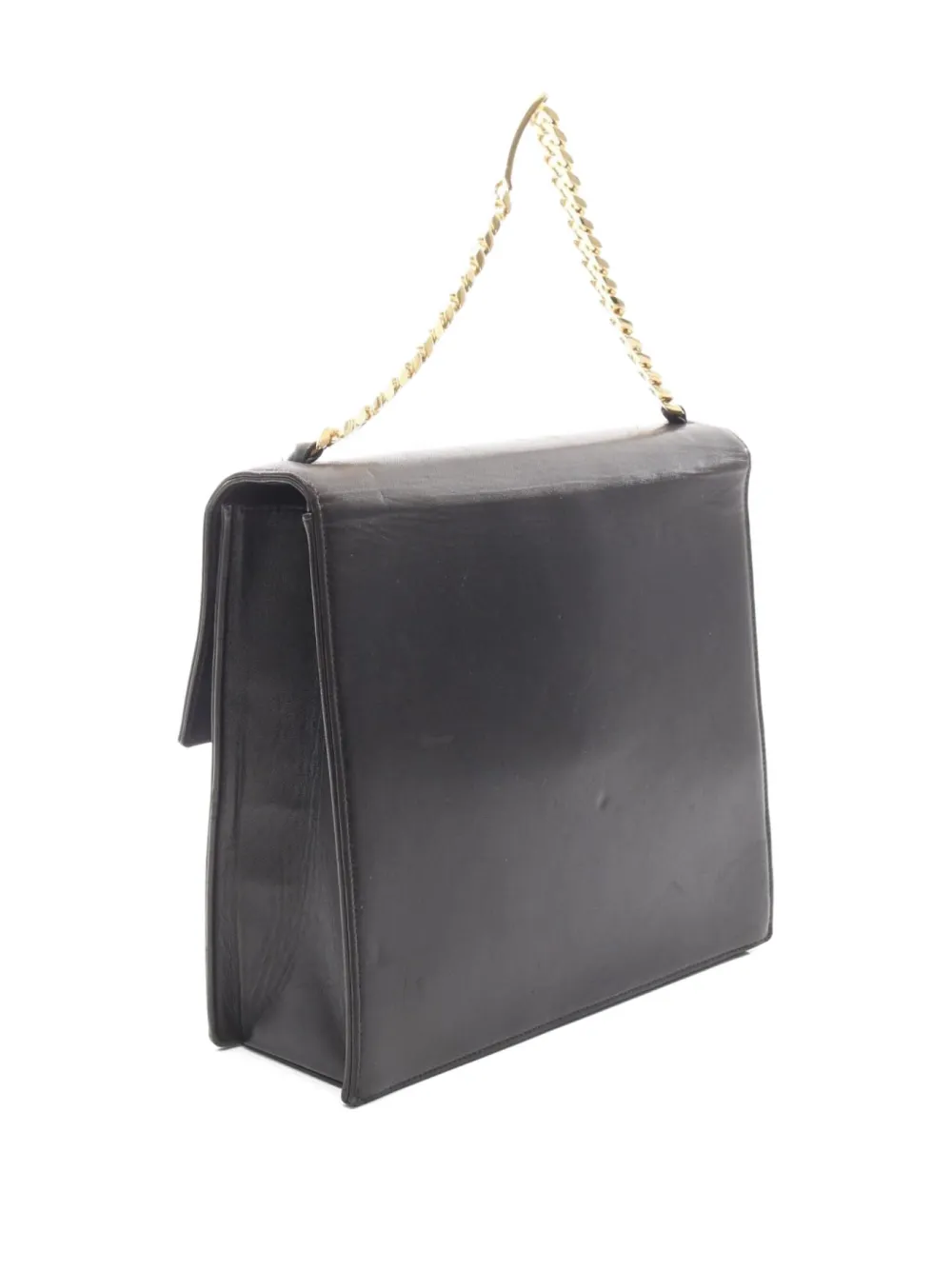 Pre-owned Chanel 1996-1997 Coco-mark Lambskin Chain Handbag In Black