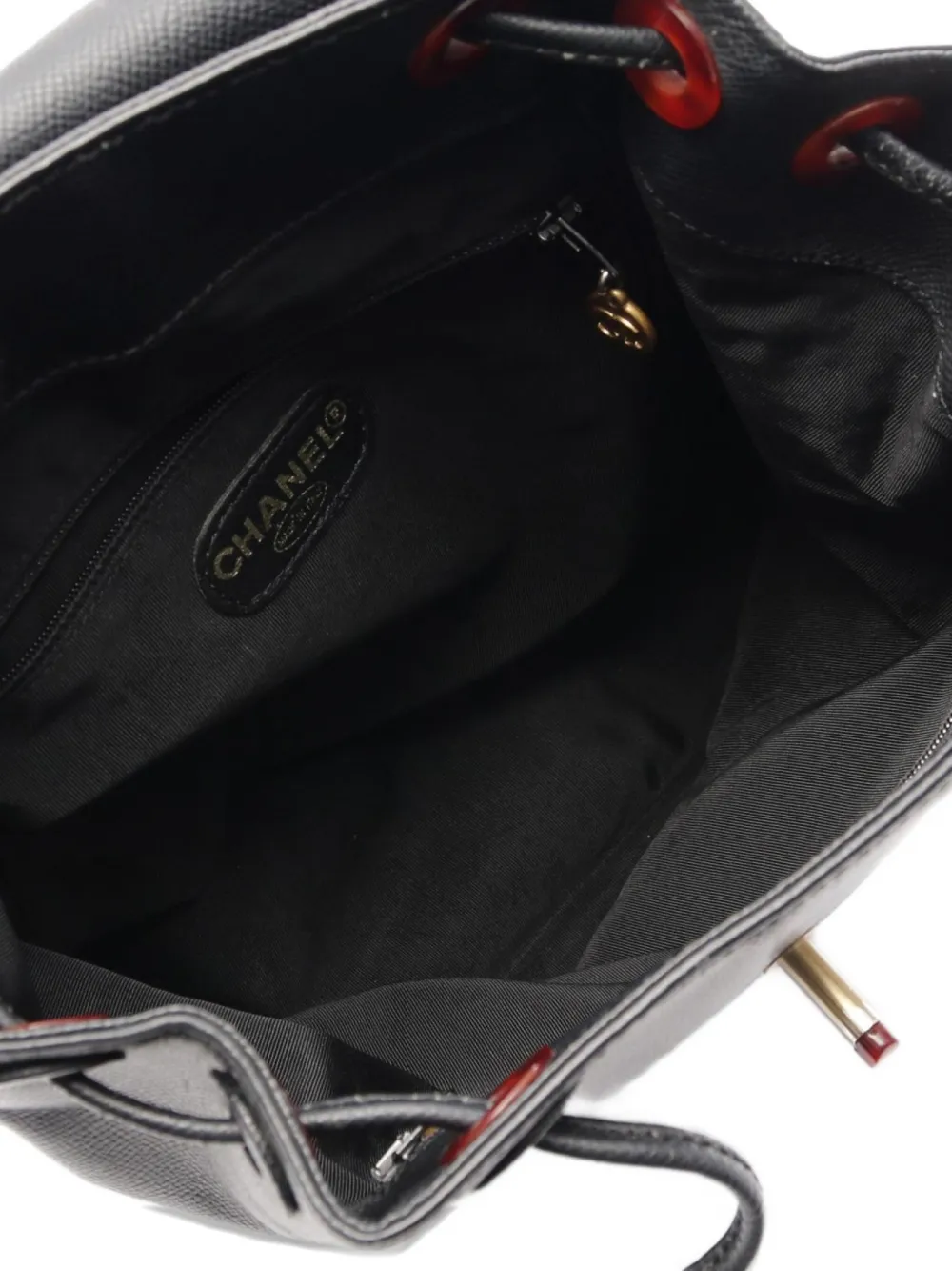 Pre-owned Chanel 1997-1999 Coco Mark Leather Backpack In Black