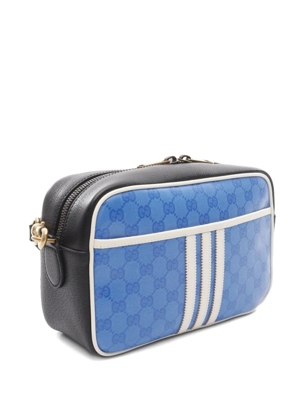 Pre-owned Gucci X Adidas 2010s Gg Monogram Leather Shoulder Bag In Blue