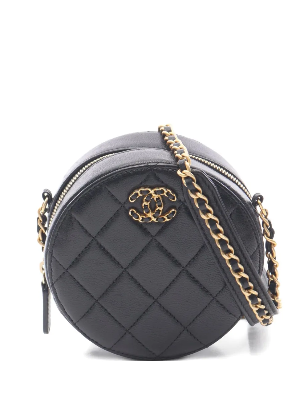 CHANEL Pre-Owned 2019 matelasse round bag | Black | Image 1