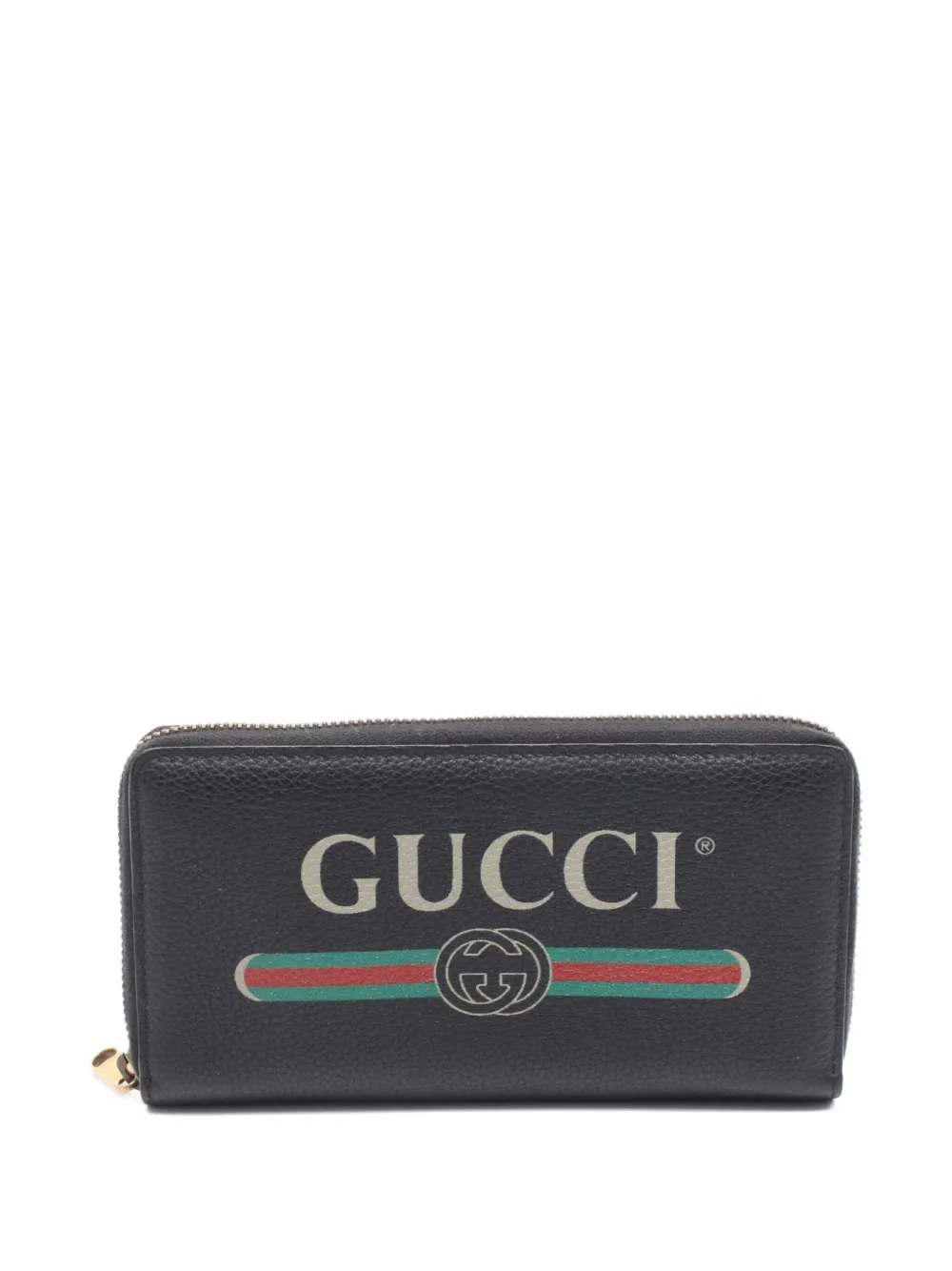 Pre-owned Gucci 2010s Logo-print Zip-around Long Wallet In Black
