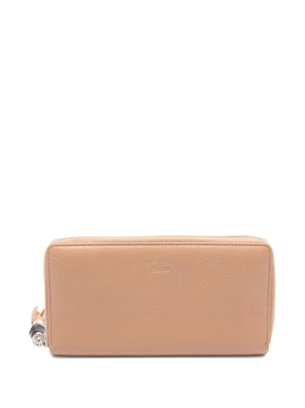 Pre-owned Gucci 2000s Bamboo Zipper Wallet In Neutral