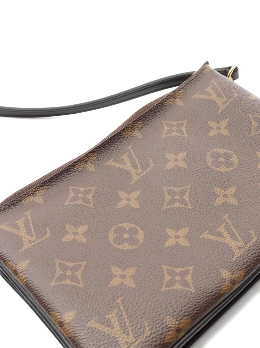Pre-owned Louis Vuitton 2020 Pochette Double-zip Monogram Giant Reverse Shoulder Bag In Brown