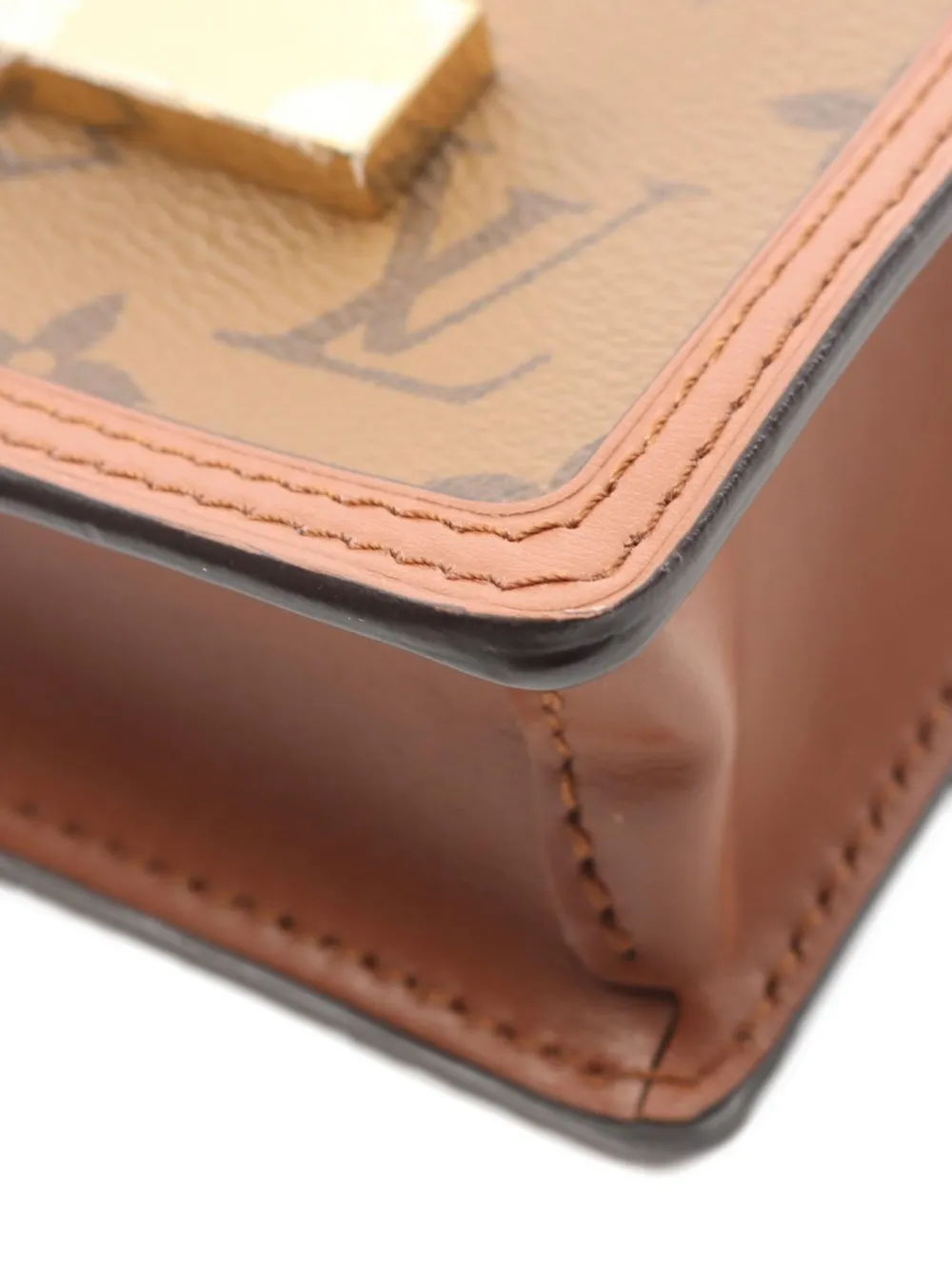 Pre-owned Louis Vuitton 2021 Micro Dauphine Monogram-reverse Shoulder Bag In Brown