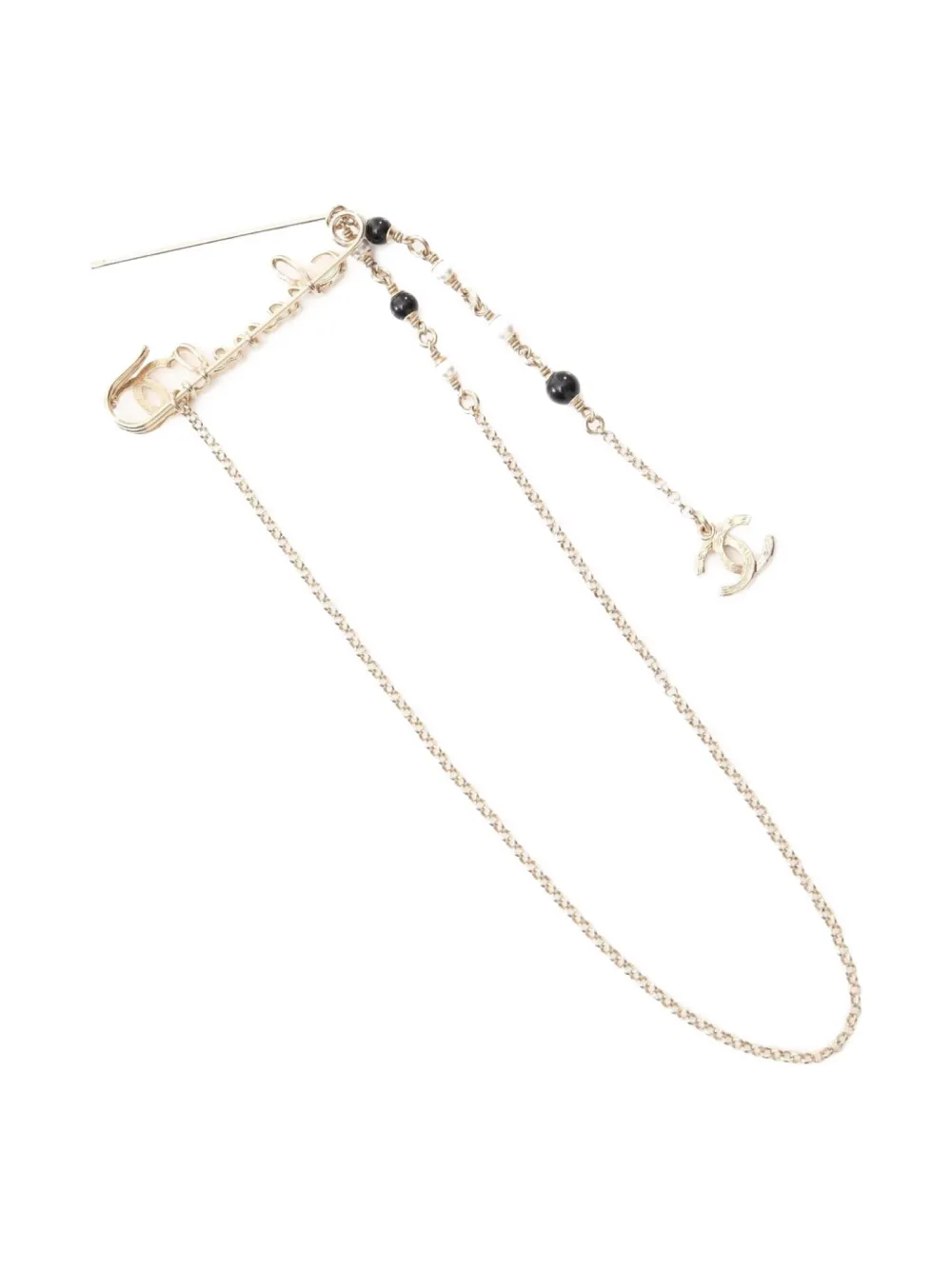 1986-1988 logo pearl chain brooch