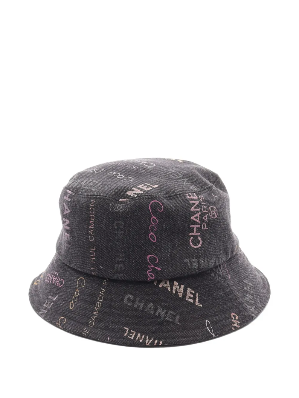 CHANEL Pre-Owned 1986-1988 Crusher denim bucket hat - ブラック CHANEL Pre-Owned 1986-1988 Crusher denim bucket hat - ブラック
