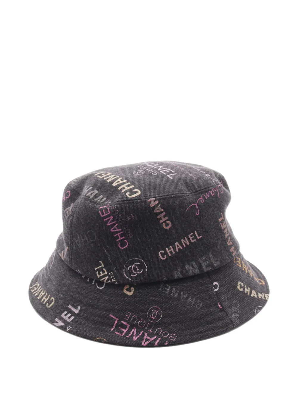 Pre-owned Chanel 1986-1988 Crusher Denim Bucket Hat In Black