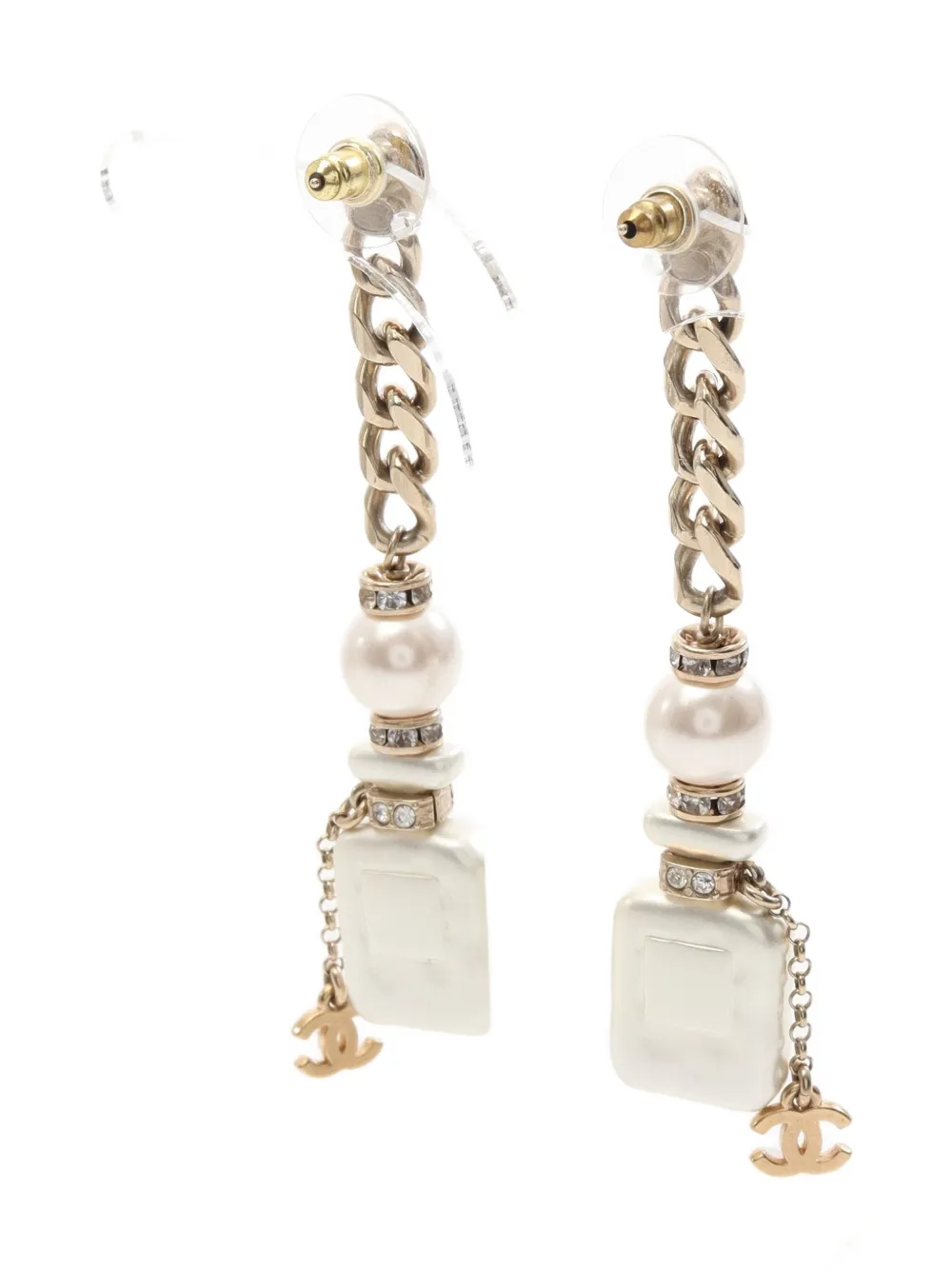 CHANEL Pre-Owned 1986-1988 ココマーク No. 5 イヤリング - ゴールドトーン CHANEL Pre-Owned 1986-1988 ココマーク No. 5 イヤリング - ゴールドトーン