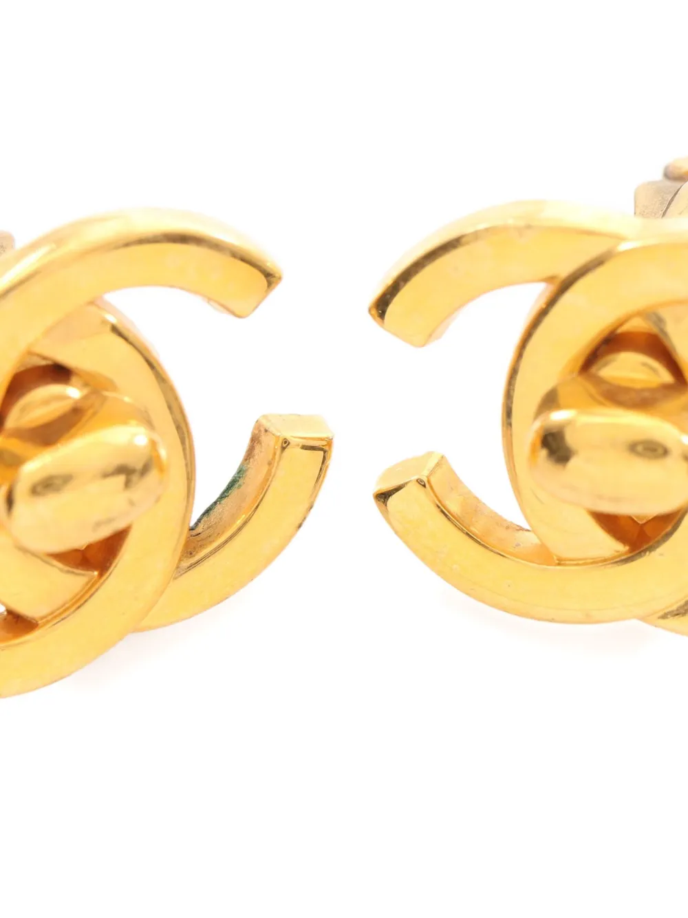 Pre-owned Chanel 1986-1988 Coco Mark Earrings In Gold