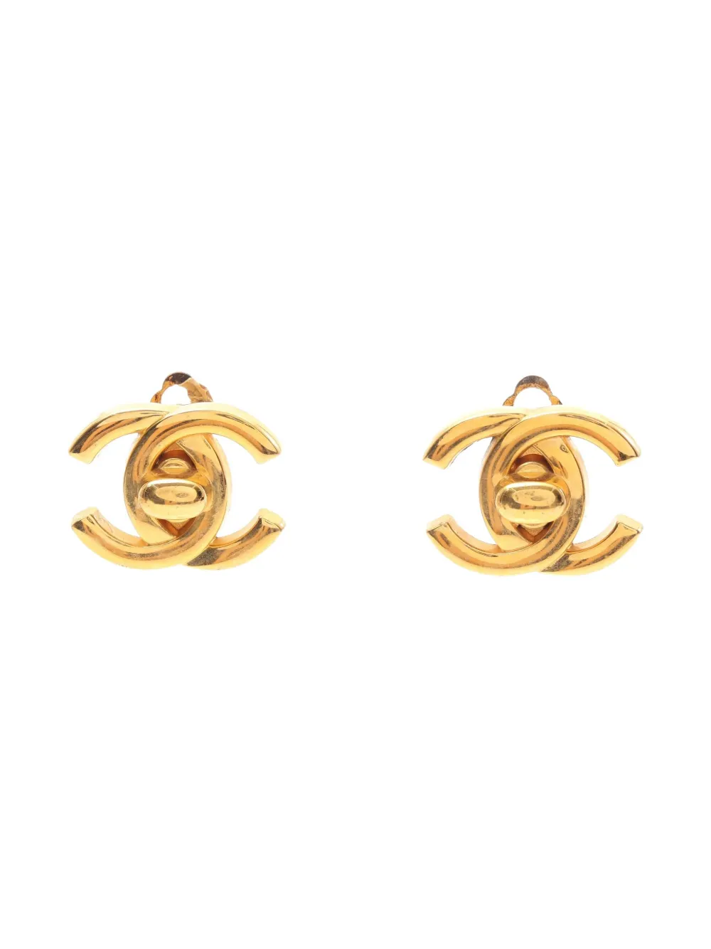Pre-owned Chanel 1986-1988 Coco Mark Earrings In Gold