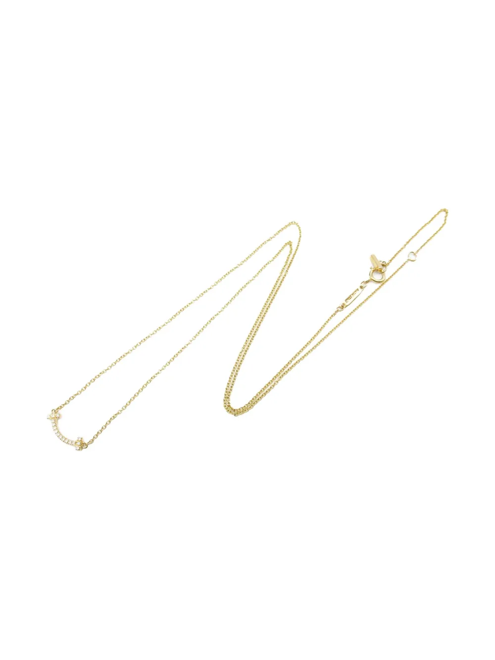 Tiffany & Co. Pre-Owned 2010s 18K yellow gold T Smile Mini diamond necklace | Gold | Image 1