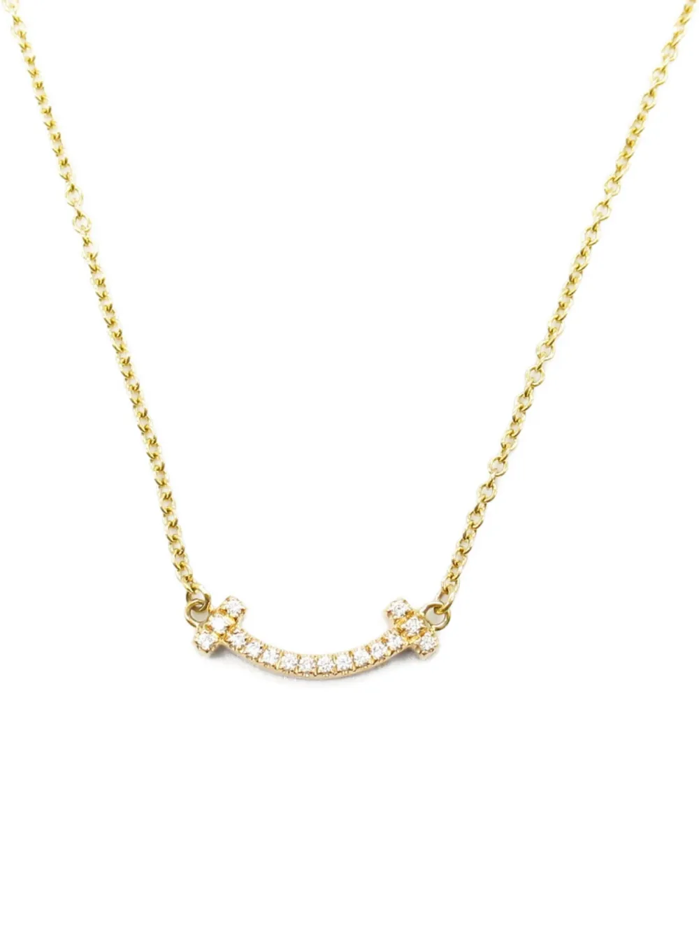 Tiffany & Co. Pre-Owned 2010s 18K yellow gold T Smile Mini diamond necklace | Pre-Owned | Image 2