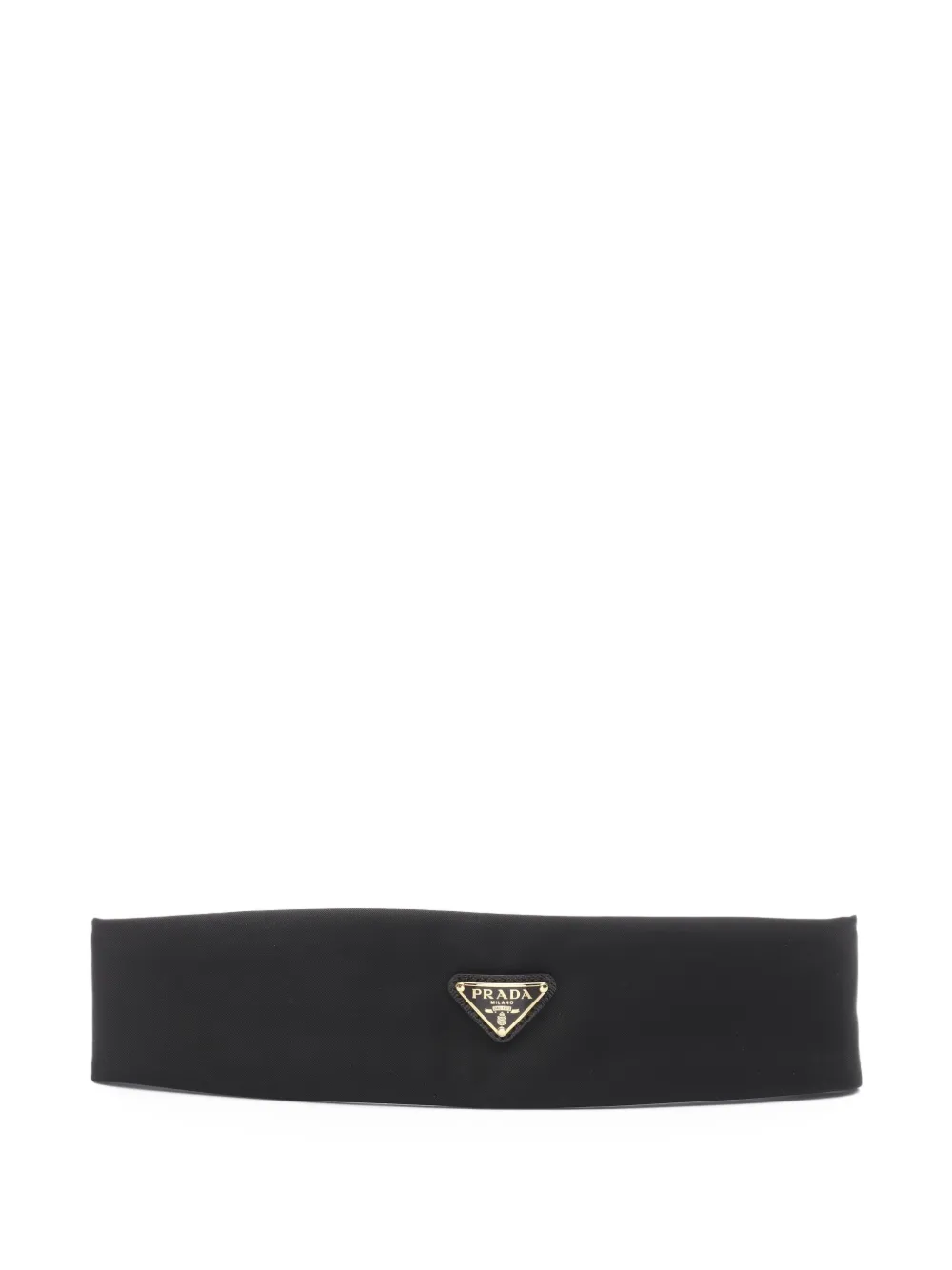 Prada Pre-Owned 2020s トライアングルロゴ ヘアバンド - BLACK, GOLD Prada Pre-Owned 2020s トライアングルロゴ ヘアバンド - BLACK, GOLD