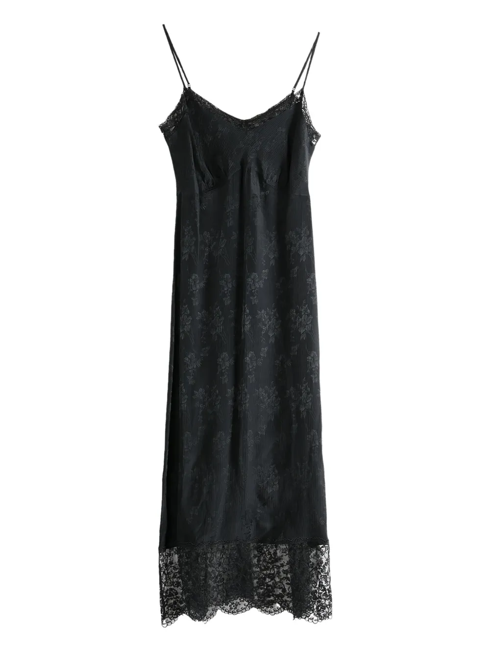Simone Rocha floral-lace slip midi dress Zwart