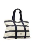 Ea7 Emporio Armani large stripe cotton tote bag - White