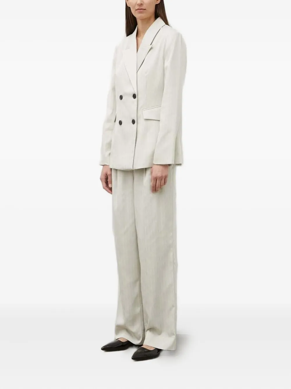 Bruuns Bazaar Pinstripe Pleated-front Trousers In White
