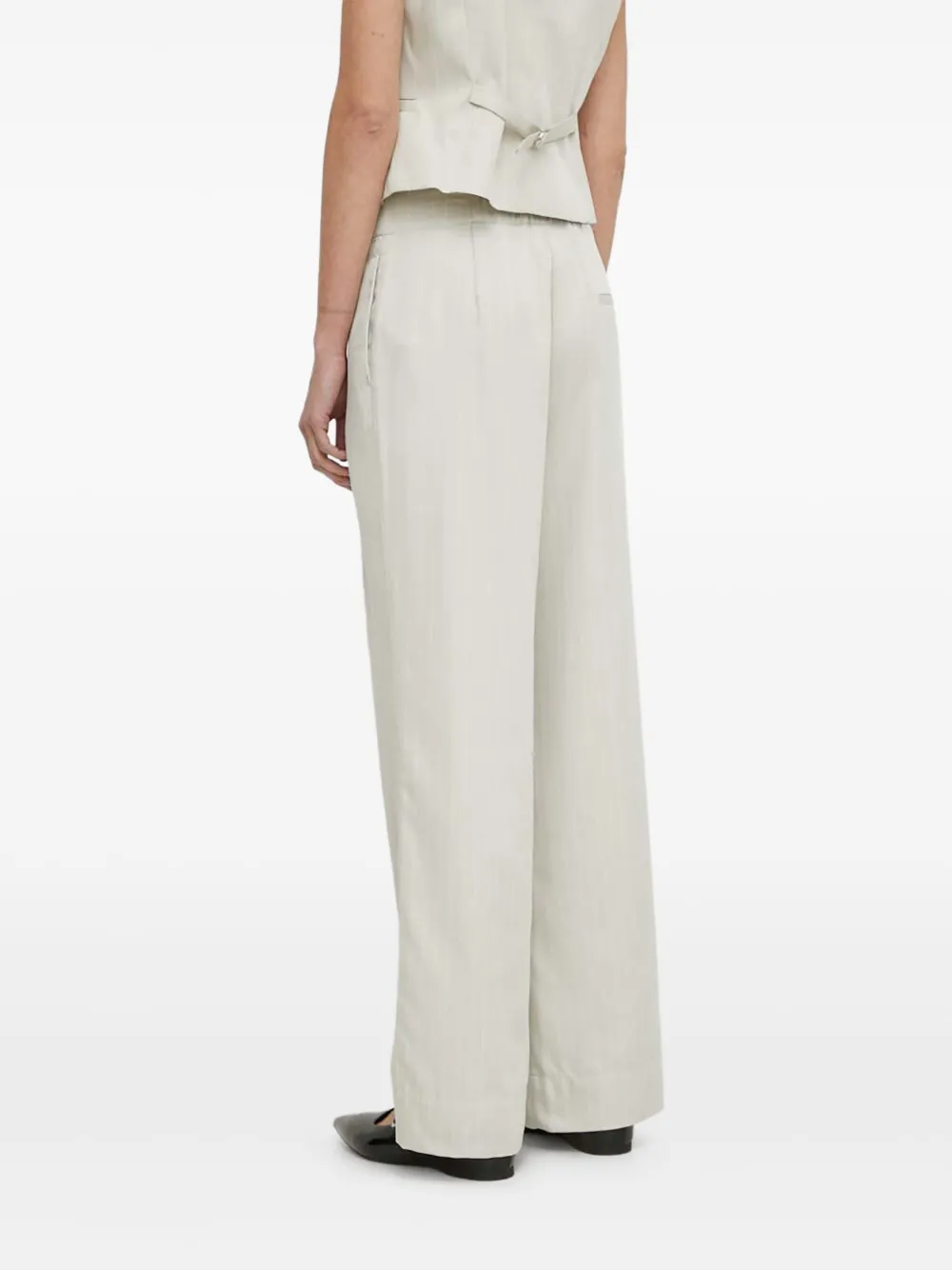 Bruuns Bazaar Broek met krijtstreep en geplooide voorkant Grijs