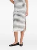 DKNY striped side-split midi skirt - White