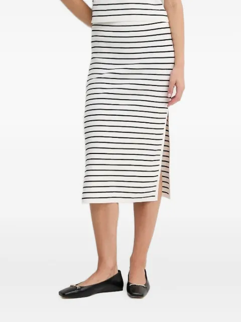 DKNY striped side-split midi skirt