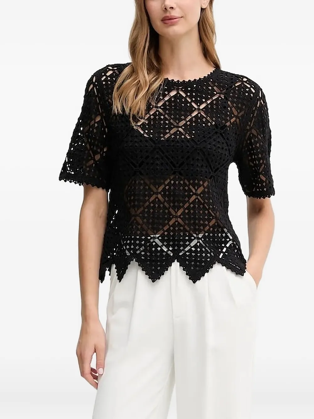 DKNY open-work crochet top | Black | Image 1