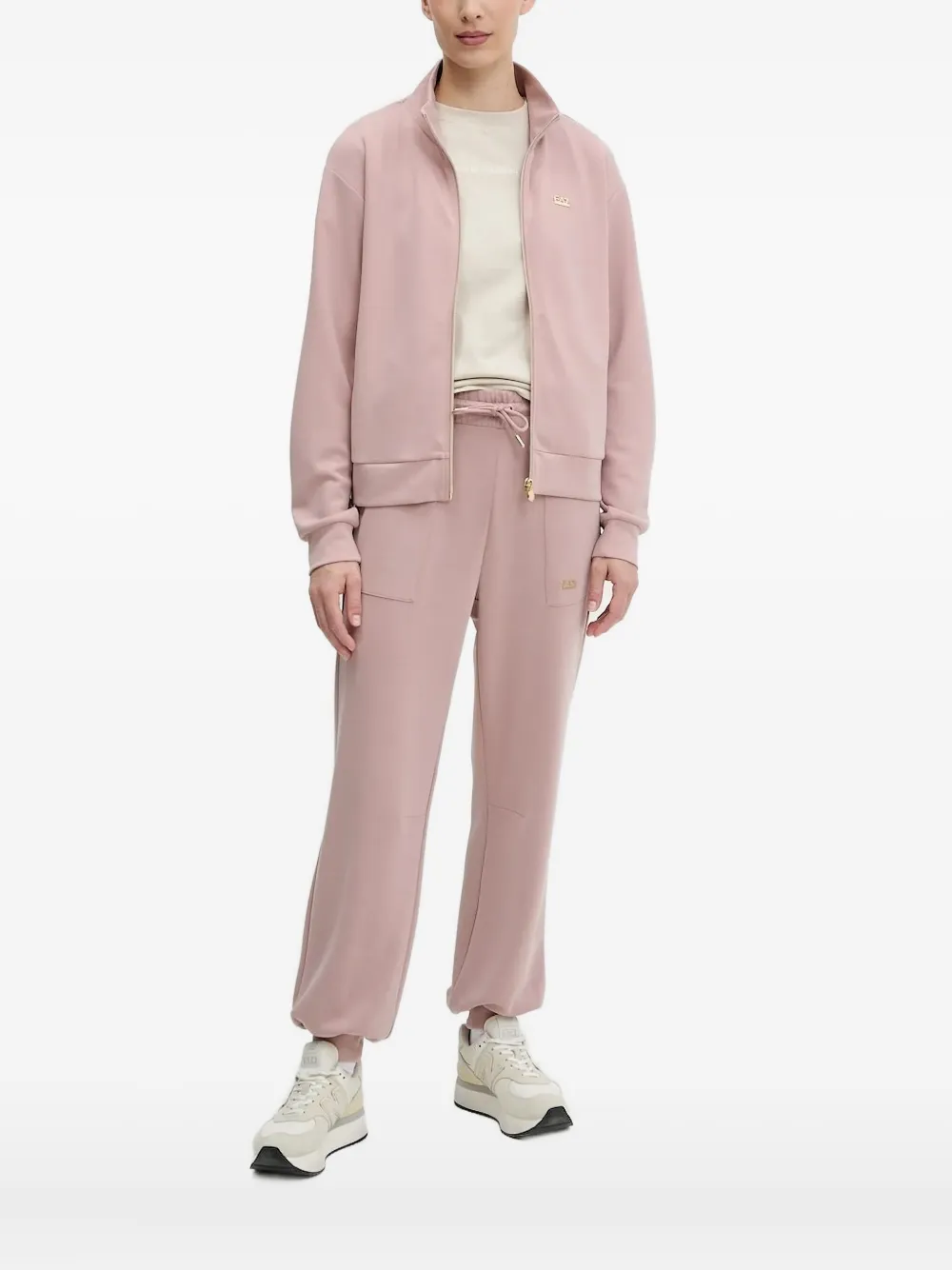 Ea7 Emporio Armani long-detail zip-up sweatshirt Roze