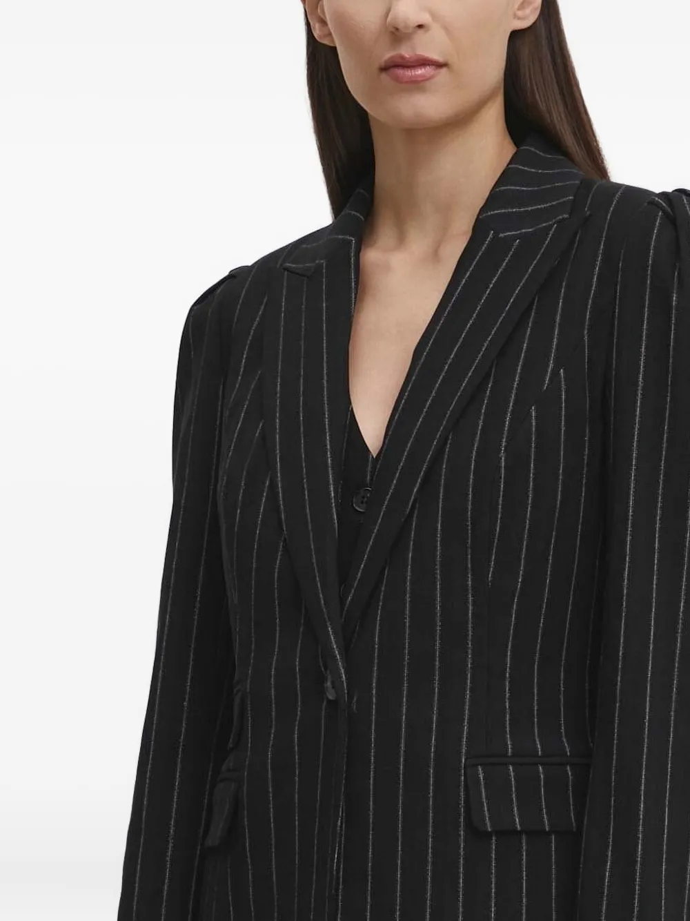 Bruuns Bazaar Pinstripe Long-sleeve Blazer In Black