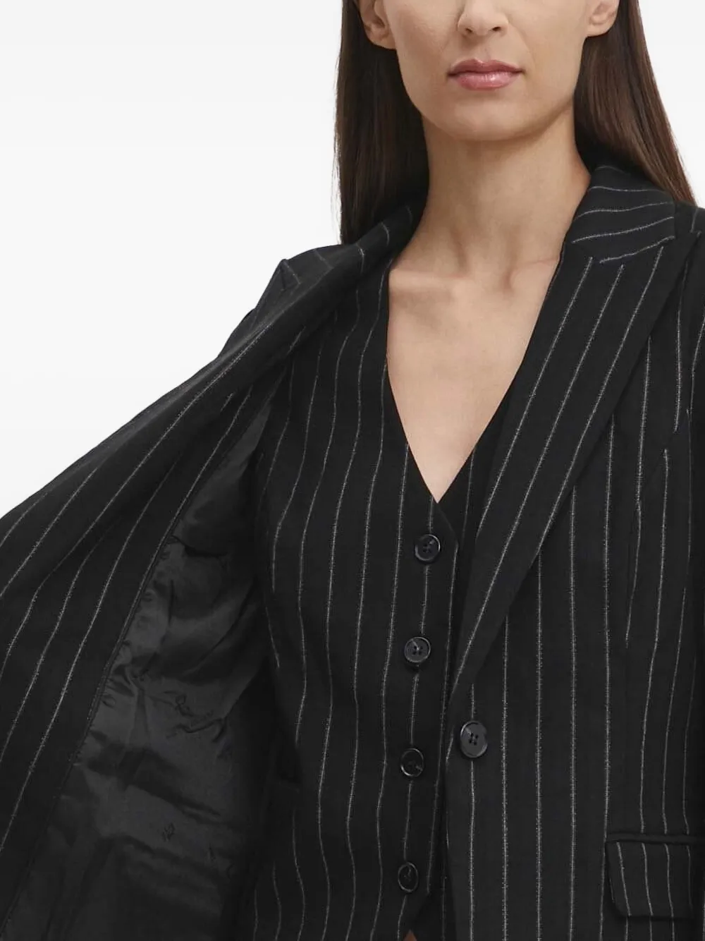 Bruuns Bazaar Pinstripe Long-sleeve Blazer In Black