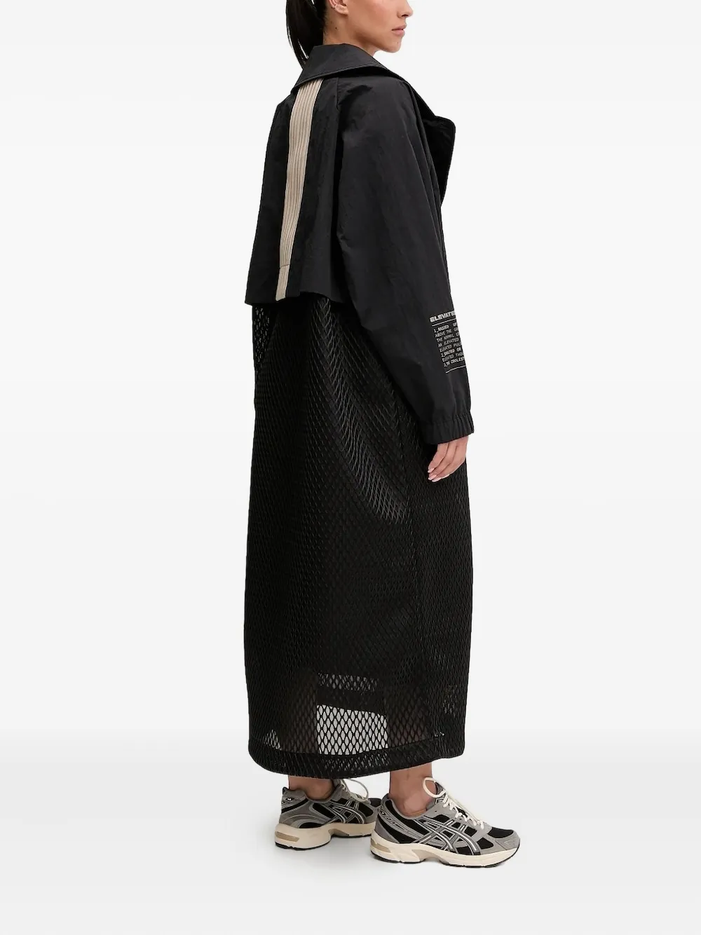 Ea7 Mesh-panel Trench Coat In Black