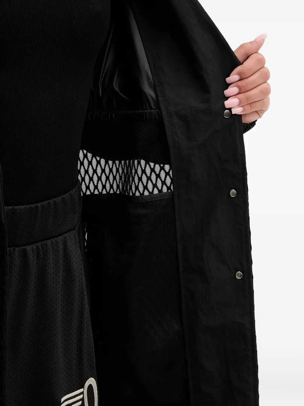Ea7 Mesh-panel Trench Coat In Black