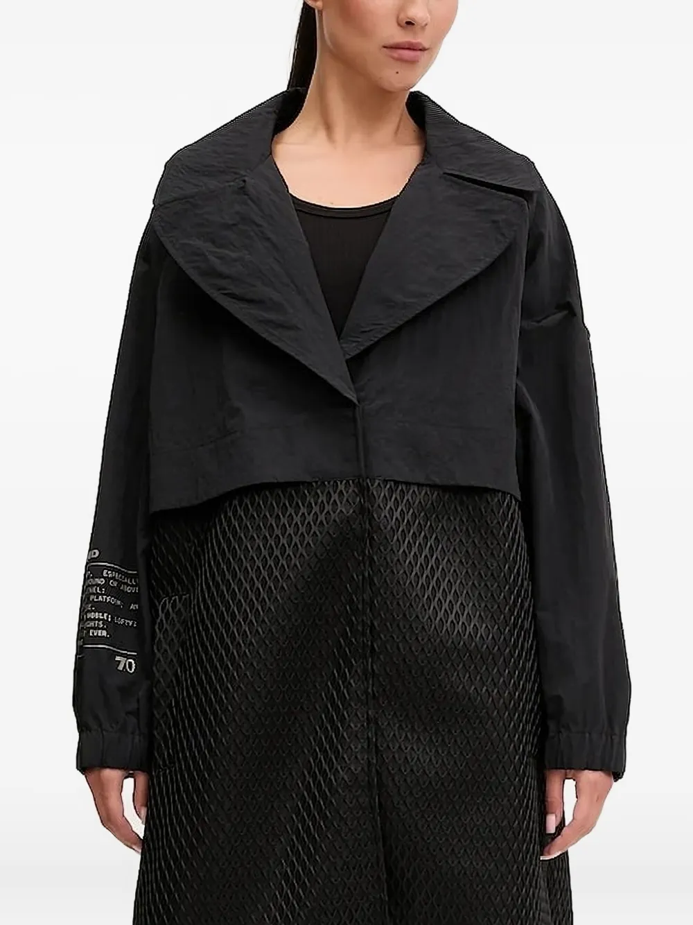 Ea7 Mesh-panel Trench Coat In Black
