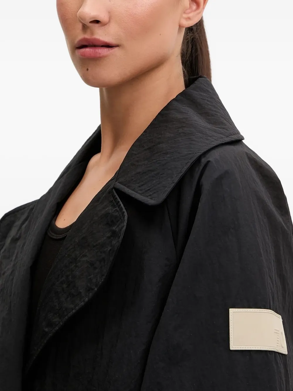 Ea7 Mesh-panel Trench Coat In Black